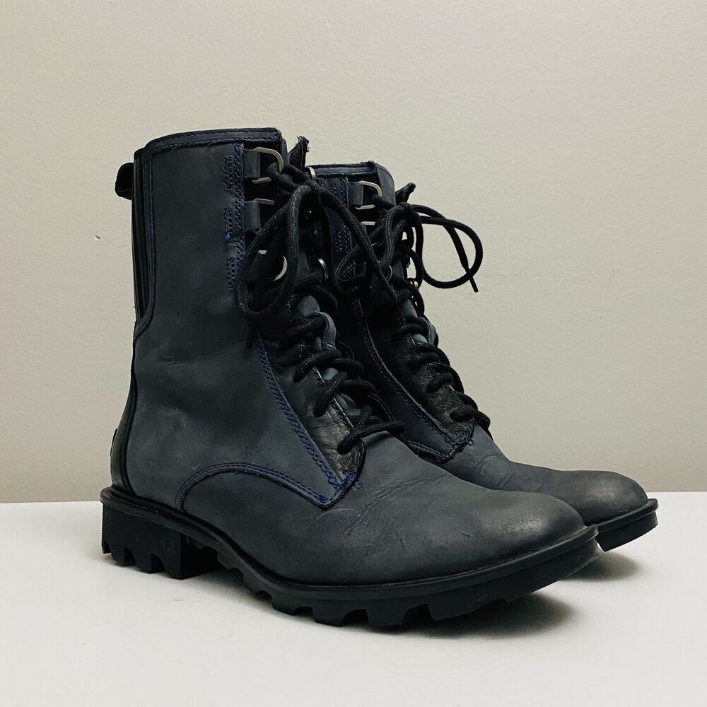 SOREL Phoenix Women's Leather Winter Boots Lace-Up NL3154-464 Blue Size 9.5 US